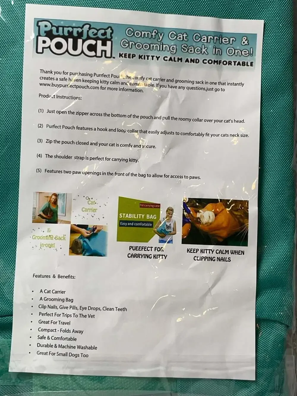 Purrfect Pouch Cat Carrier- Blue New SEALED